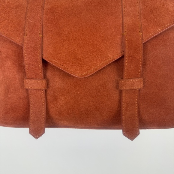 Women's Violetta Genuine Suede Messenger Bag Handbag Purse 13.5"x9"x4.5" Camel - Picture 8 of 16